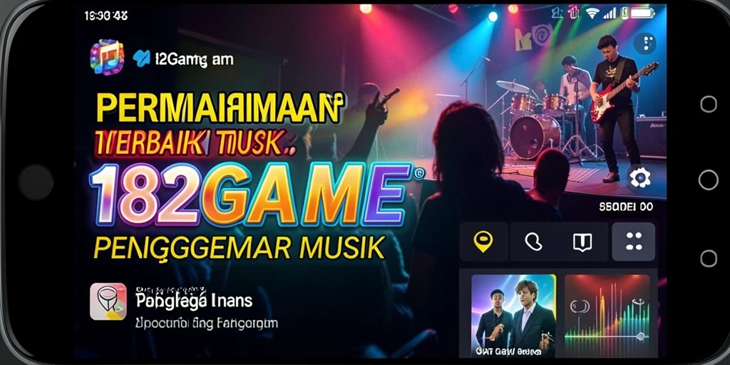 Tangkapan layar dari gameplay 182GAME dengan antarmuka musik yang menarik.