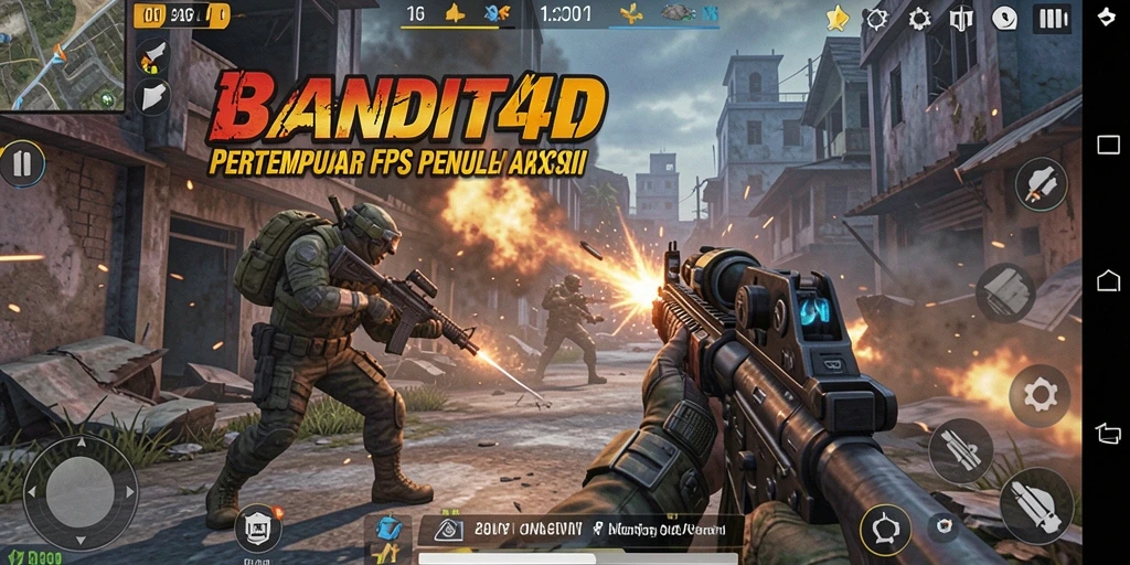 Tangkapan layar menampilkan aksi pertempuran intens dalam BANDIT4D.