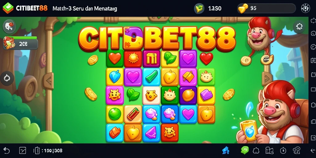 Tangkapan layar gameplay CITIBET88 menampilkan pengalaman Match-3 yang seru.