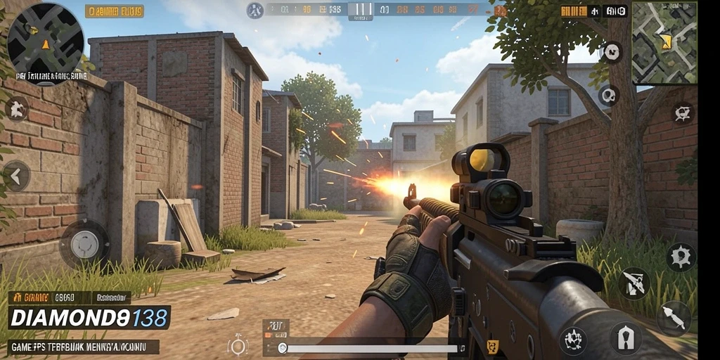 Gambaran gameplay intens di DIAMOND138 dengan aksi menembak yang seru.