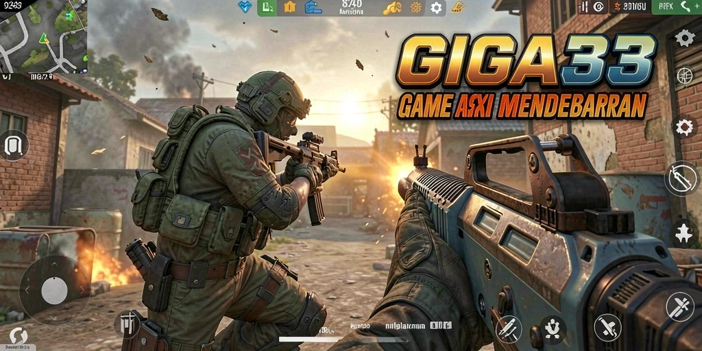 Tampilan gameplay GIGA33 yang intens dan seru di arena pertempuran.