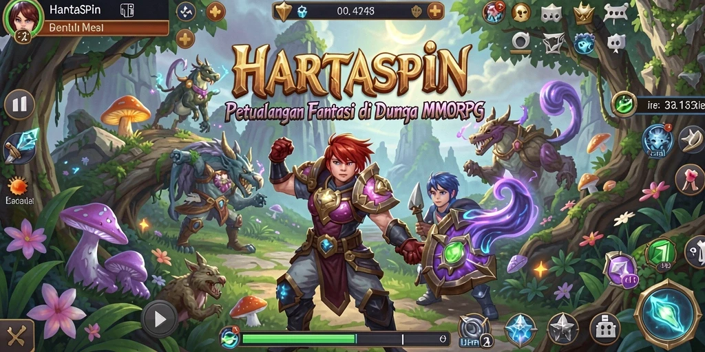 Gameplay HARTASPIN menampilkan petualangan fantastis dalam dunia MMORPG.