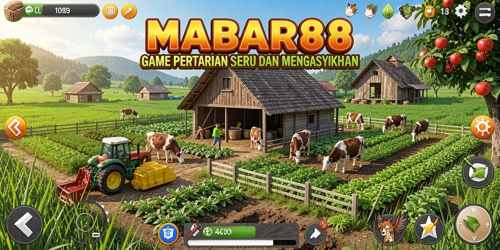 Screenshot gameplay MABAR88 menunjukkan aktivitas bertani yang menarik.
