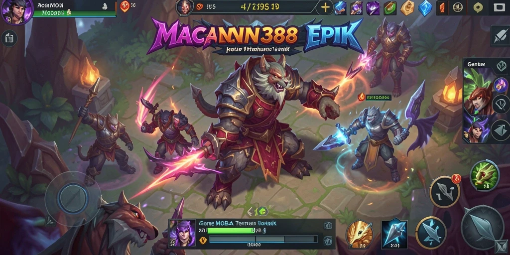 Screenshot gameplay seru dari permainan MOBA yang mendebarkan.