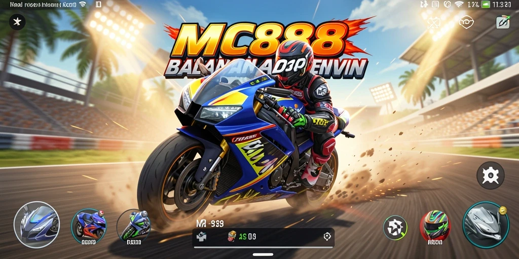 Gameplay balap motor yang intens dan penuh aksi dalam MC888.
