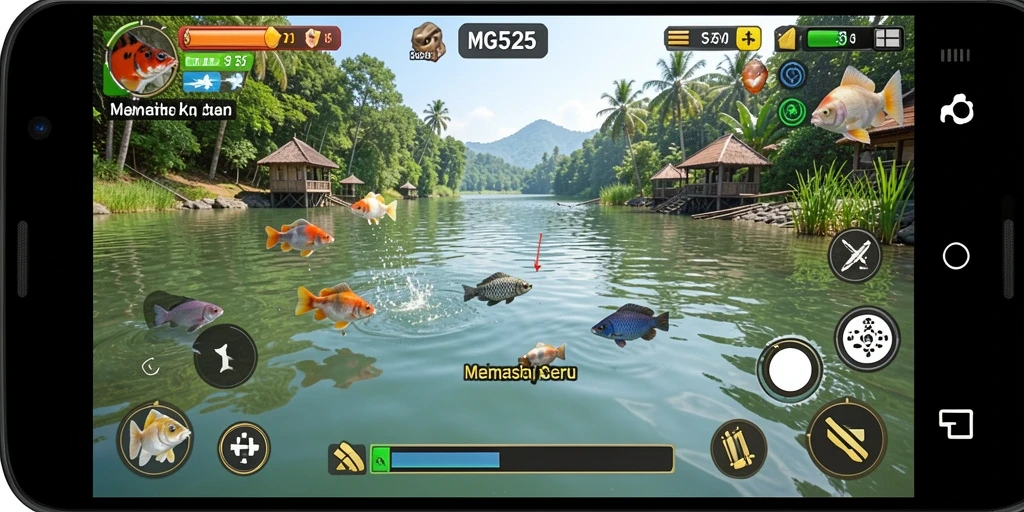 Screenshot MG525 menampilkan aksi memancing yang seru dan menonjolkan grafis yang memukau.