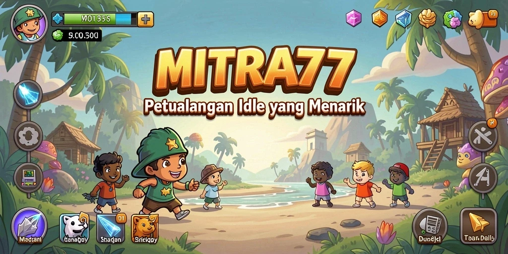 Screenshot gameplay menunjukkan karakter dalam petualangan Idle.
