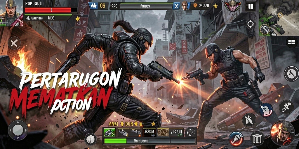 Tangkapan layar menampilkan aksi mendebarkan dari gameplay N06.
