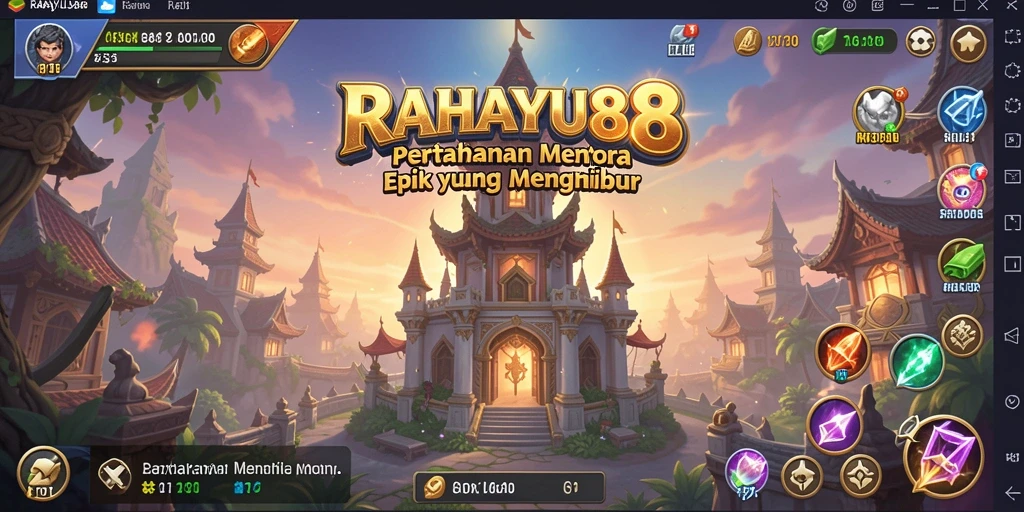 Tangkapan layar menunjukkan aksi menara mempertahankan wilayah dari gelombang musuh.