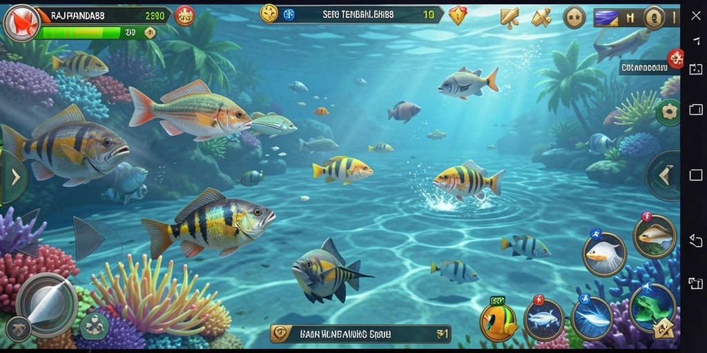 Tampilan gameplay seru dari RAJAPANDA88 saat menembak ikan.