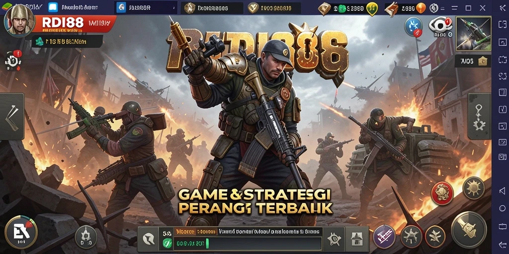 Screenshot RDI88 menunjukkan pertempuran seru dalam game SLG.