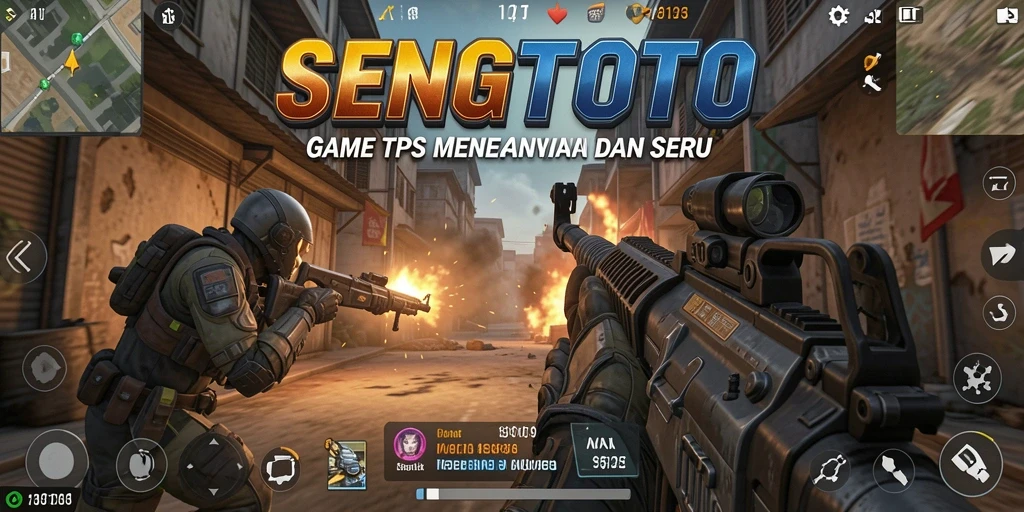 Screenshot gameplay SENGTOTO menampilkan aksi mendebarkan dalam pertempuran TPS.