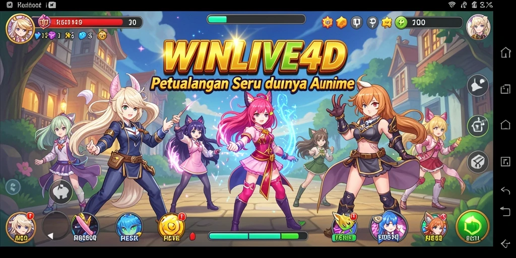 Screenshot gameplay WINLIVE4D menampilkan karakter anime dalam aksi yang mendebarkan.