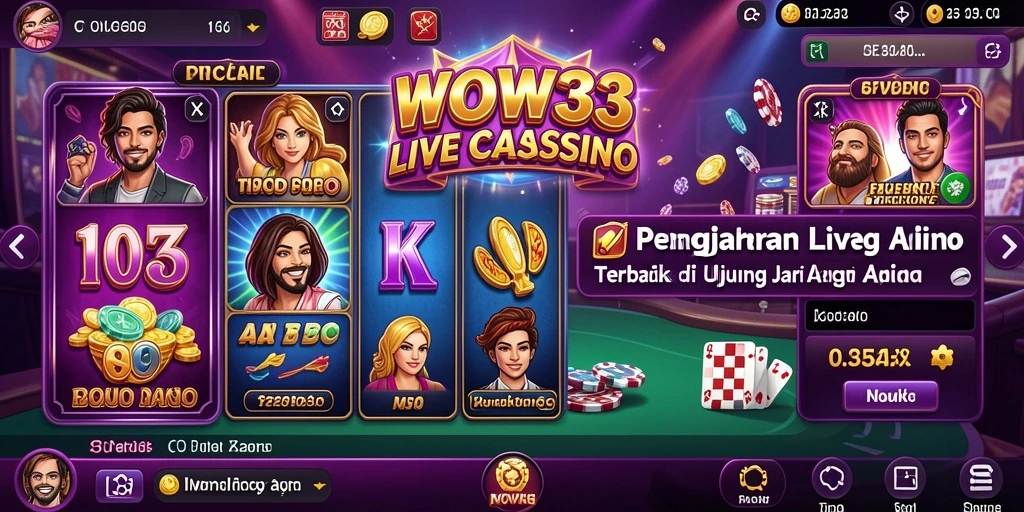 Tampilan seru gameplay WOW33 dengan dealer profesional di Live Casino.